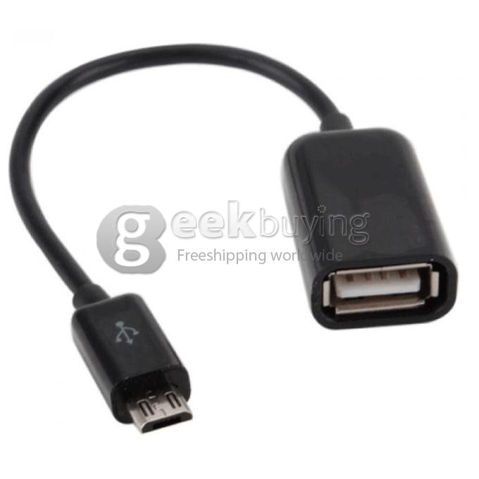 Micro USB Male to USB 2.0 Female OTG Host Cable Adapter for Samsung Smartphone Google Nexus 5 Sony - Black