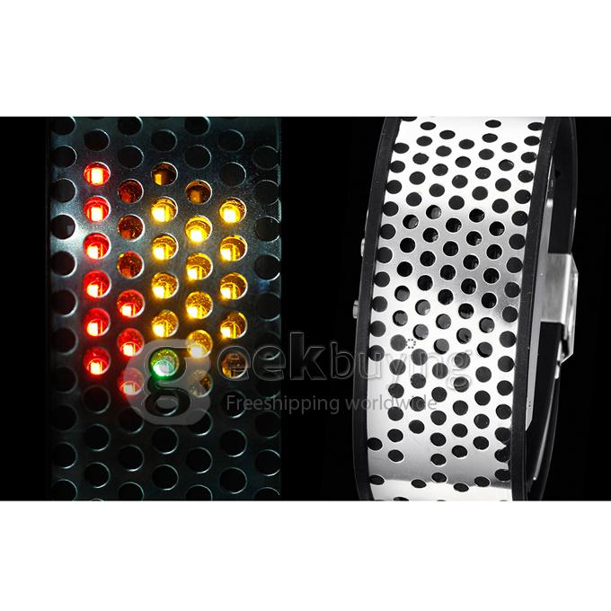 Unisex's Digital LED Rubber and Steel Band Wrist Watch - Silver