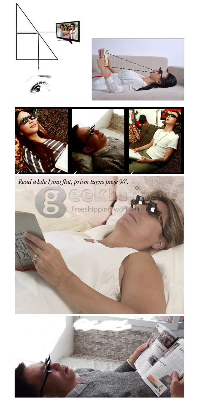 Creative High Definition Horizontal Lazy Glasses for  TV Viewing or Reading While Lying Down - Middle Size 14cm