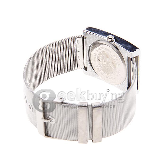 Unisex Steel Analog Quartz Square Dial Wrist Watch - White
