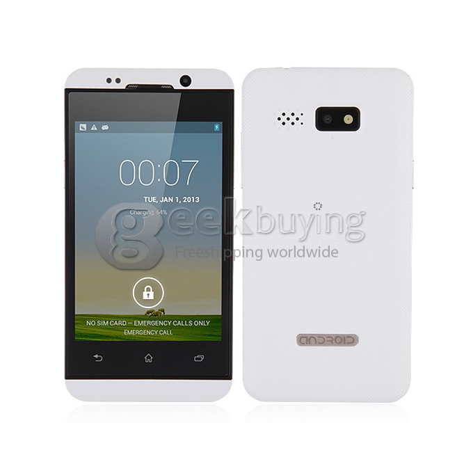 3G/GPS Dual Core Smartphone HTM H80W 4.1inch Multi Touch Screen MTK6572W 2.0MP Camera Android 4.2 OS White
