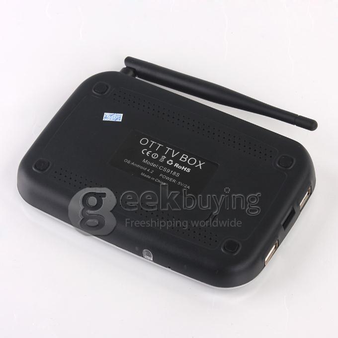 CS918S Allwinner A31 Quad Core Android 4.2.2 OS Mini TV BOX 2G/16G Bluetooth RJ45 5.0MP Camera and MIC External WIFI Antenna - Black