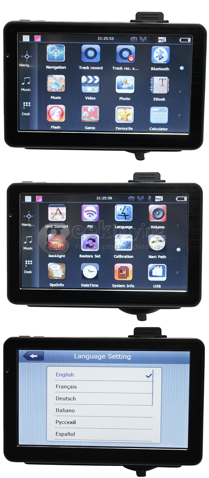 7 Inch TFT- LCD Touchscreen HD 800x480 Windows 6.0 Car DVR GPS Navigator with 4GB Bluetooth FM - Australia Map