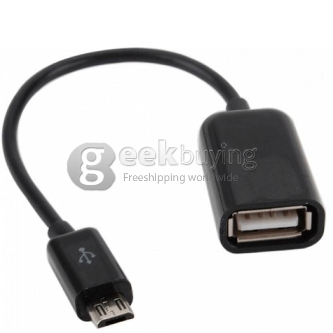 Micro USB Male to USB 2.0 Female OTG Host Cable Adapter for Samsung Smartphone Google Nexus 5 Sony - Black