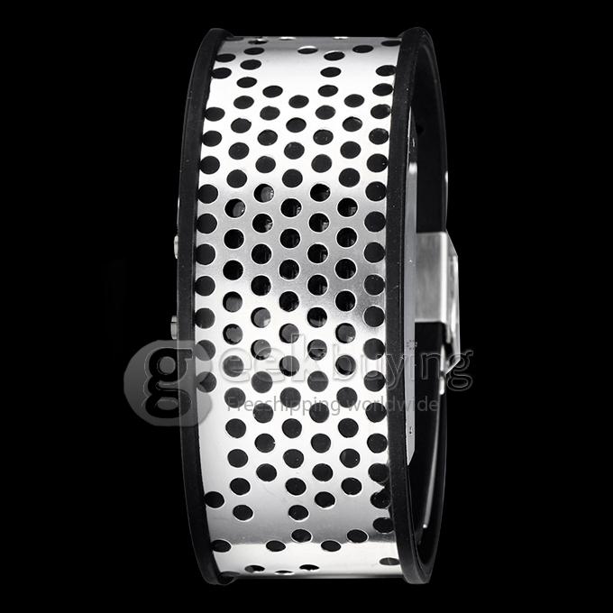 Unisex's Digital LED Rubber and Steel Band Wrist Watch - Silver