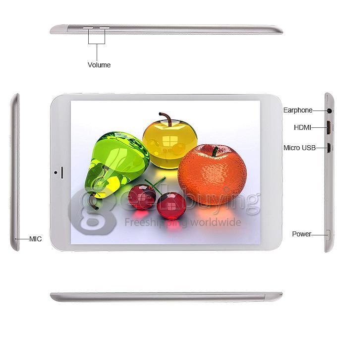 D75 MTK8389 1.2GHz 7.85 inch Tablet PC Phablet  Android 4.2 Quad Core Capacitive Touch Screen 1024*768 1G/8G - Silver