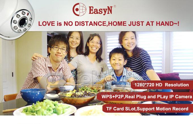 Indoor EasyN H3-187V 1000K Pixels H.264 720P P2P WPS IR Night Wireless IP Camera with Motion Detection for iPhone Android Phone