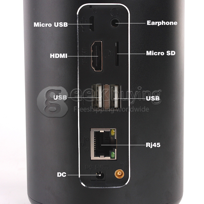 IPPLI Mars i8 RK3188T Quad Core Google Android 4.2.2 OS 1.4Ghz Mini TV BOX 2G/8G Bluetooth 2.0MP Camera Mic External Wifi Antenna - Black