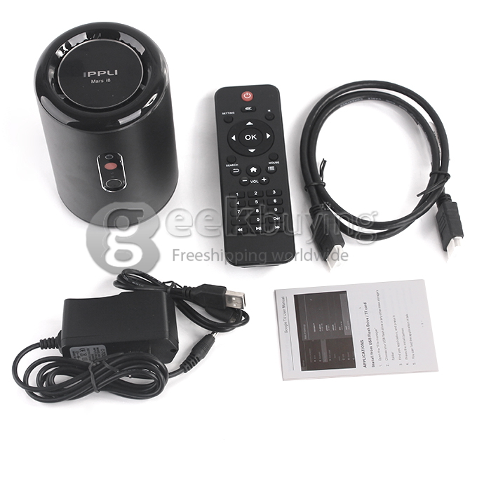 IPPLI Mars i8 RK3188T Quad Core Google Android 4.2.2 OS 1.4Ghz Mini TV BOX 2G/8G Bluetooth 2.0MP Camera Mic External Wifi Antenna - Black