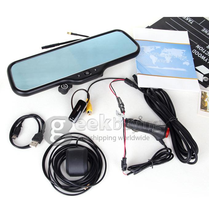 Car DVR Smart Rear View Mirror with GPS Navigation Bluetooth H.264 5 Inch Android AllWinner WIFI 720P 120 Degrees Angle Lens Australian Map