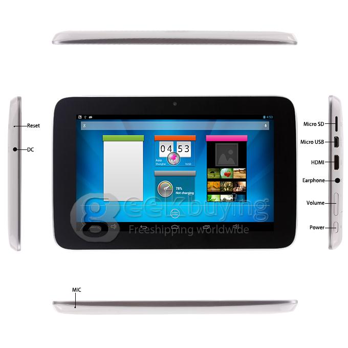 Pipo S3Pro RK3188 1.6GHz 7 inch Tablet PC Android 4.2 Quad Core IPS Capacitive Touch Screen 1024*600 1GB/16GB - Black