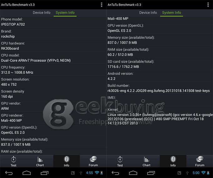 iPEGTOP A702 RK3026 1.0GHz 7 inch Tablet PC Android 4.2 Dual Core Capacitive Touch Screen 800*480 512MB/4GB - Black
