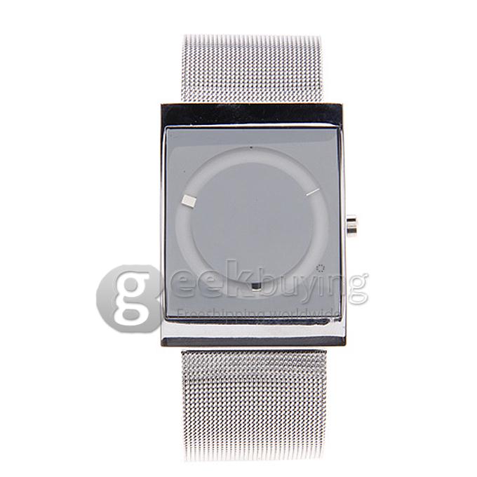 Unisex Steel Analog Quartz Square Dial Wrist Watch - White