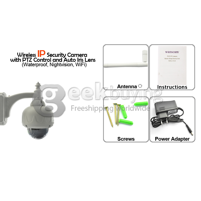 Wanscam AJ-COWA-C0D8 IP68 PTZ VGA (640x480), QVGA (320x240) Control M-JPEG Waterproof Standard Wireless IP Security Camera DVR With Night Vision & WiFi 