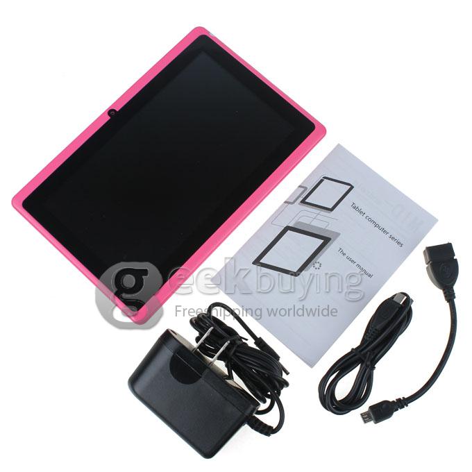 Q88pro Allwinner A23 Dual Core 7 Inch Android 4.2  OS Tablet PC 512MB RAM 4GB ROM Capacitive Touch Screen 800*480 - Pink