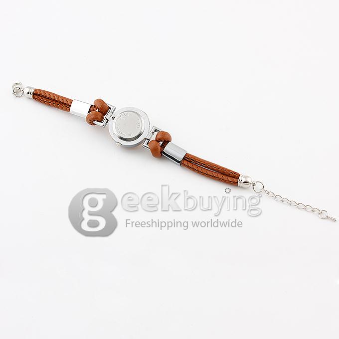 LC Crystal Women's Watch Rotation Silver Round Dial Quartz Wrist Wacth - Yellow