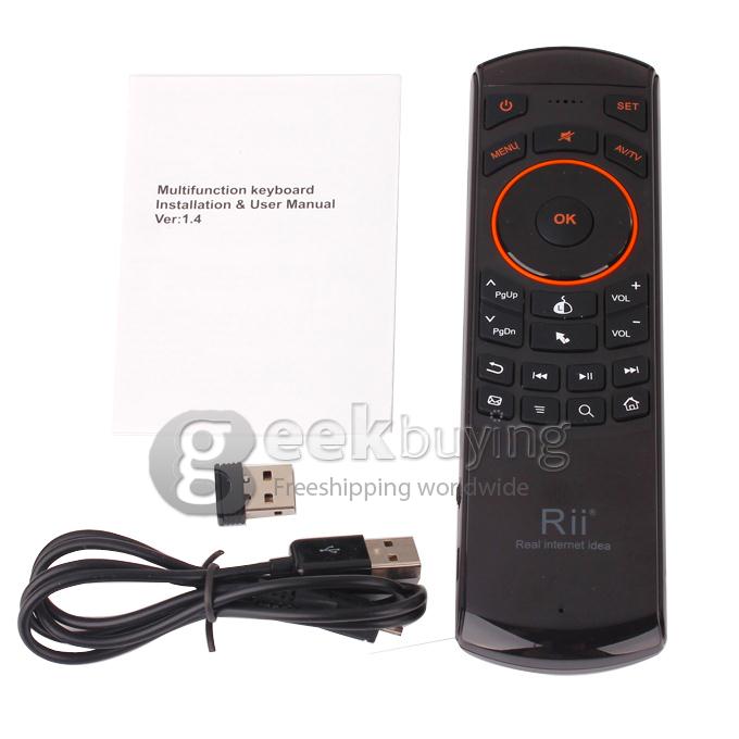 RII K25A RT-MWK25A 2.4Ghz Wireless Air Mouse Keyboard & Infrared Remote Control Audio Chat For TV BOX PC Game -Black
