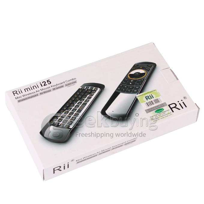 RII K25A RT-MWK25A 2.4Ghz Wireless Air Mouse Keyboard & Infrared Remote Control Audio Chat For TV BOX PC Game -Black