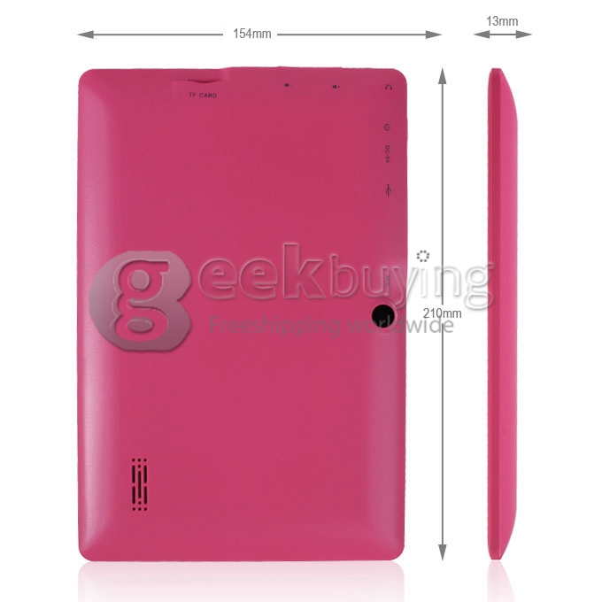 Q88pro Allwinner A23 Dual Core 7 Inch Android 4.2  OS Tablet PC 512MB RAM 4GB ROM Capacitive Touch Screen 800*480 - Pink
