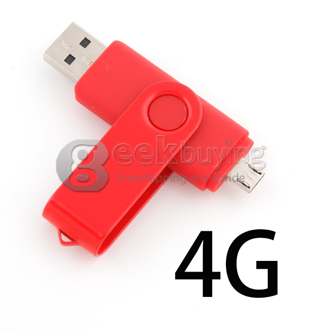 OTG External Storage Micro USB 2.0 Drive Memory Stick For Smart Phone/Tablet Pc 4G - Red