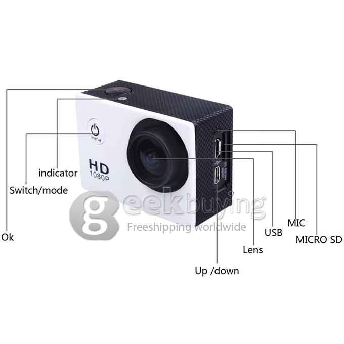 Original SJ4000 12 MP 1080P 30fps H.264 1.5 Inch 170 Degree Wide Angle Lens Waterproof Diving Helmet Camcorder HD Sports DV Action Camera Car DVR Novatek support AV out - Silver