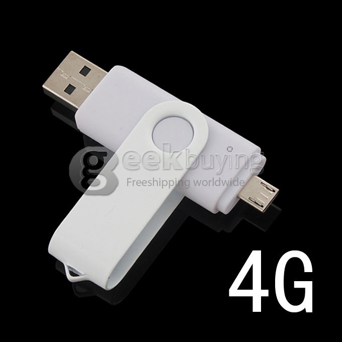 OTG External Storage Micro USB 2.0 Drive Memory Stick for Smart Phone/Tablet Pc 4G - White