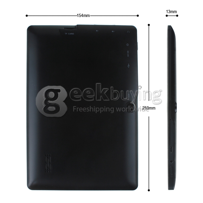 Q88pro Allwinner A23 1.2GHz 7 inch Tablet PC Android 4.2 Dual Core Capacitive Touch Screen 800*480 512MB/4GB - Black