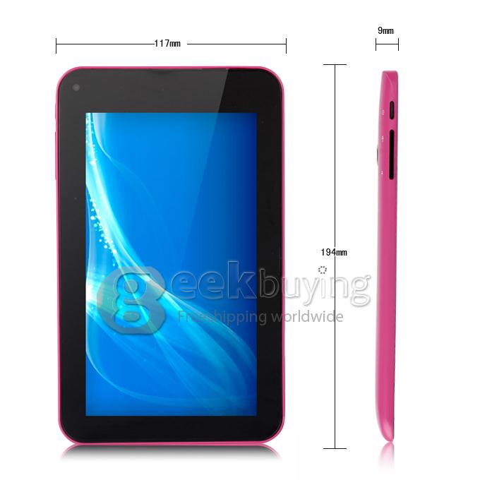 F30pro Allwinner A23 1.0GHz 7 inch Tablet PC Android 4.2 Dual Core Capacitive Touch Screen 800*480 512MB/4GB - Pink