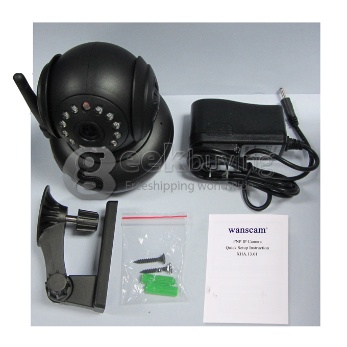 Wanscam JW0004 Indoor P2P 300k Pixel Plug and Play Two-way Audio Security Wireless IP Camera Night Vision and Motion Detection Alarm - Black