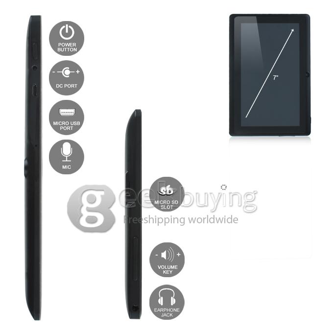 Q88pro Allwinner A23 1.2GHz 7 inch Tablet PC Android 4.2 Dual Core Capacitive Touch Screen 800*480 512MB/4GB - Black