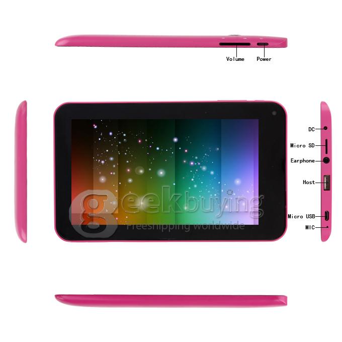 F30pro Allwinner A23 1.0GHz 7 inch Tablet PC Android 4.2 Dual Core Capacitive Touch Screen 800*480 512MB/4GB - Pink