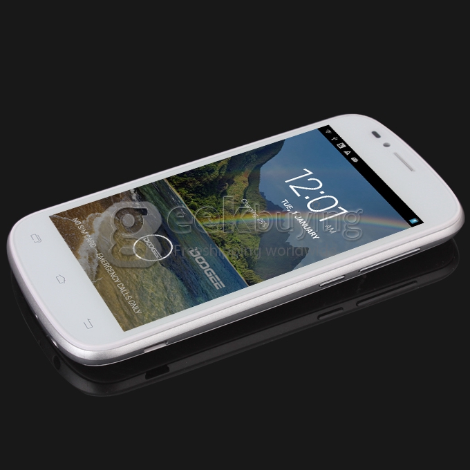 DOOGEE Rainbow DG210 4.5INCH IPS Srceen MT6572 Dual Core WCDMA 3G 5.0MP Camera 4GB GPS w/ Free Leather Case White