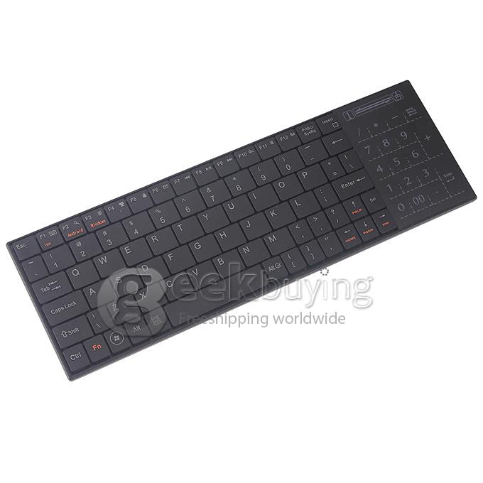 IPazzPort KP-810-25BTT Bluetooth Mini Wireless Keyboard with Touch Number Keys and For Tablet Mini PC TV Box  -Black