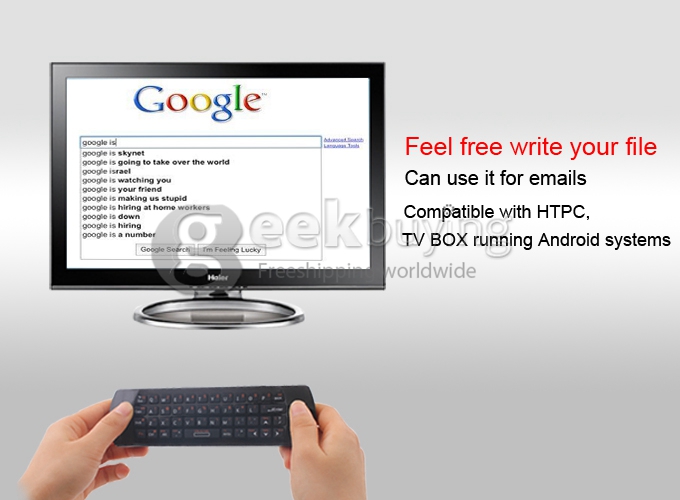 RII K25A RT-MWK25A 2.4Ghz Wireless Air Mouse Keyboard & Infrared Remote Control Audio Chat For TV BOX PC Game -Black