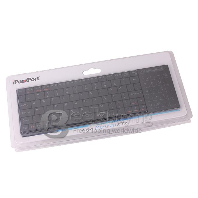IPazzPort KP-810-25BTT Bluetooth Mini Wireless Keyboard with Touch Number Keys and For Tablet Mini PC TV Box  -Black