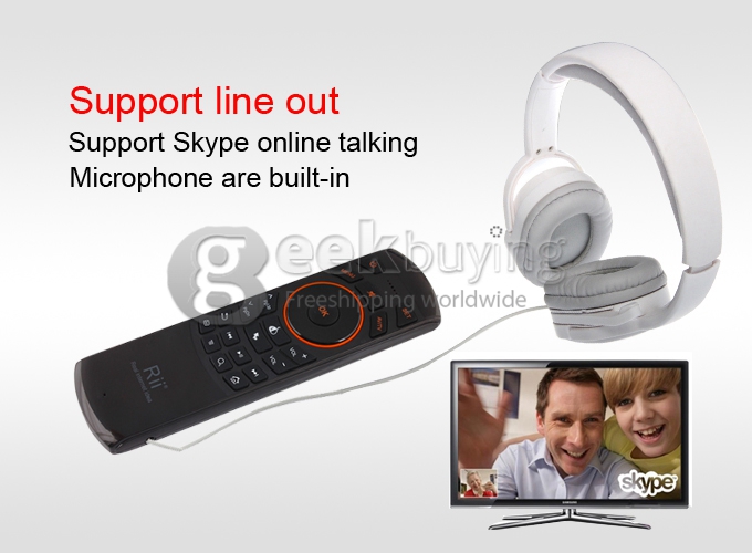 RII K25A RT-MWK25A 2.4Ghz Wireless Air Mouse Keyboard & Infrared Remote Control Audio Chat For TV BOX PC Game -Black