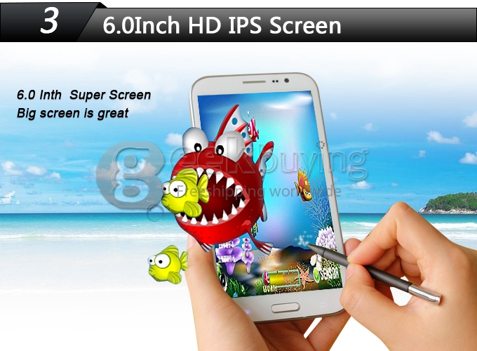 JIAKE V8 MTK6592 Octa Core 1.7GHz 6 Inch Android 4.2 OS Smartphone 2GB RAM 16GB ROM 3G/GPS HD Screen Air Gesture Suspension Window 13.0MP With ROOT Method White