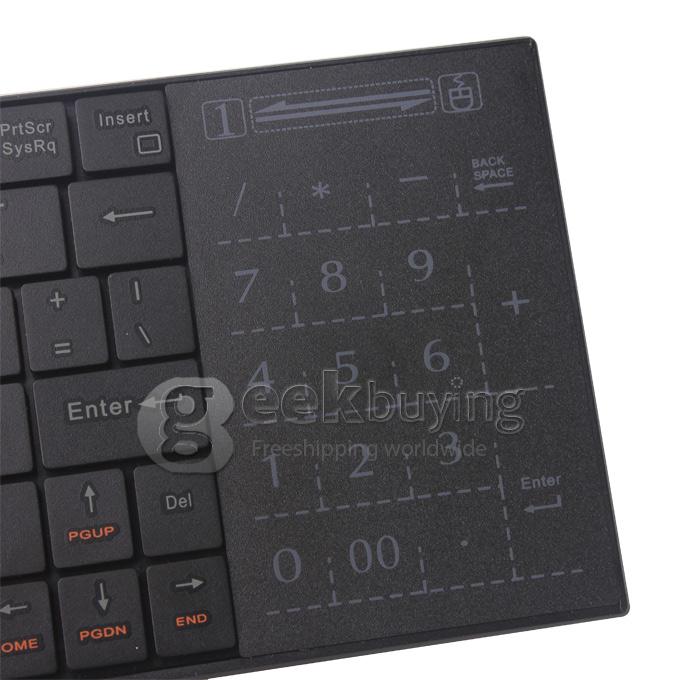 IPazzPort KP-810-25BTT Bluetooth Mini Wireless Keyboard with Touch Number Keys and For Tablet Mini PC TV Box  -Black