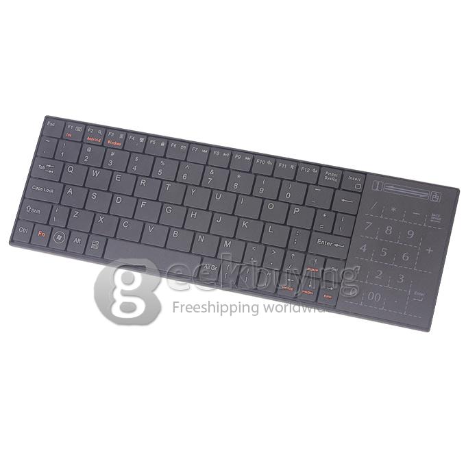 IPazzPort KP-810-25BTT Bluetooth Mini Wireless Keyboard with Touch Number Keys and For Tablet Mini PC TV Box  -Black