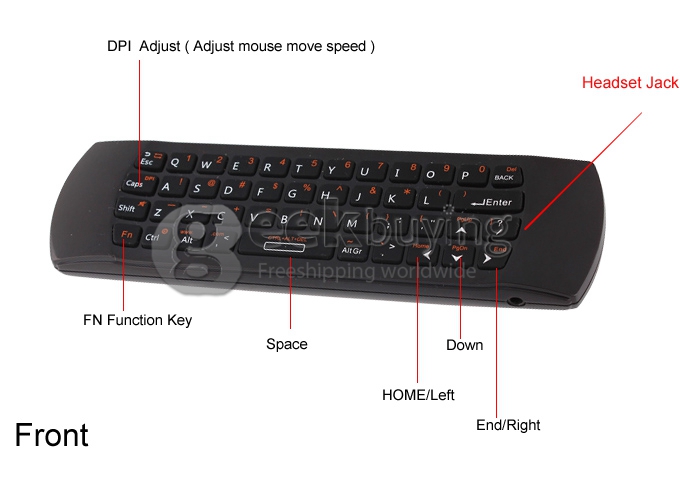 RII K25A RT-MWK25A 2.4Ghz Wireless Air Mouse Keyboard & Infrared Remote Control Audio Chat For TV BOX PC Game -Black