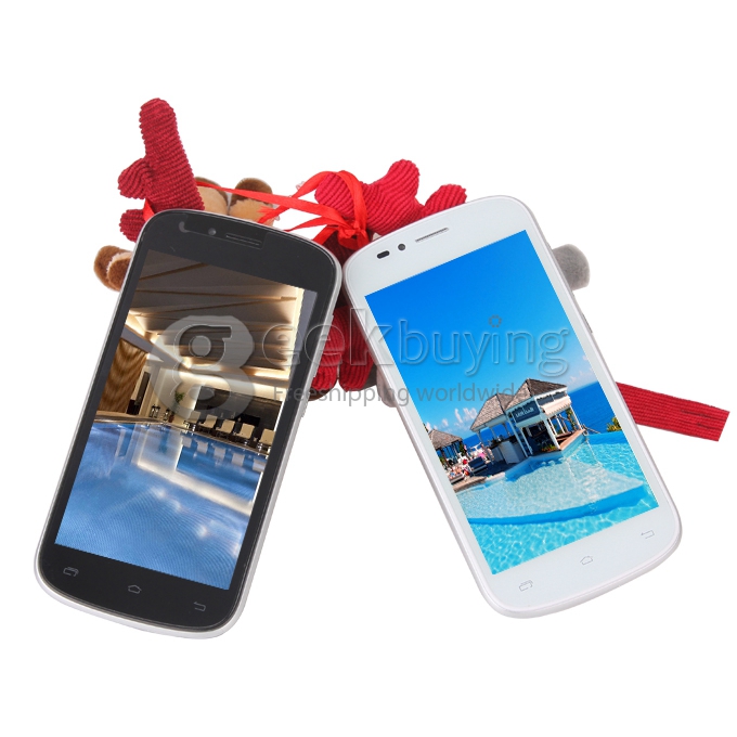 DOOGEE Rainbow DG210 4.5INCH IPS Srceen MT6572 Dual Core WCDMA 3G 5.0MP Camera 4GB GPS w/ Free Leather Case White