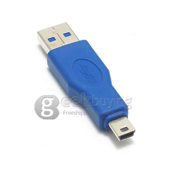 USB 3.0 Mini B Male to A Male Adapter -Blue