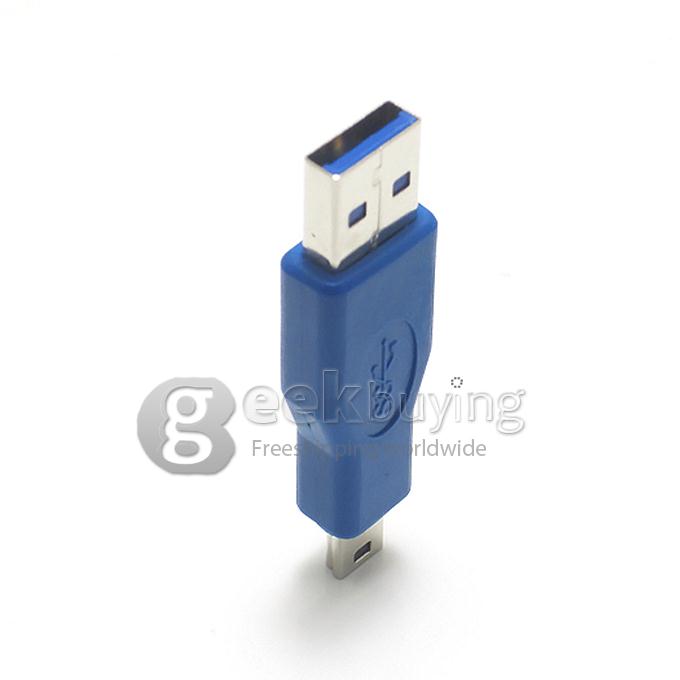 USB 3.0 Mini B Male to A Male Adapter -Blue