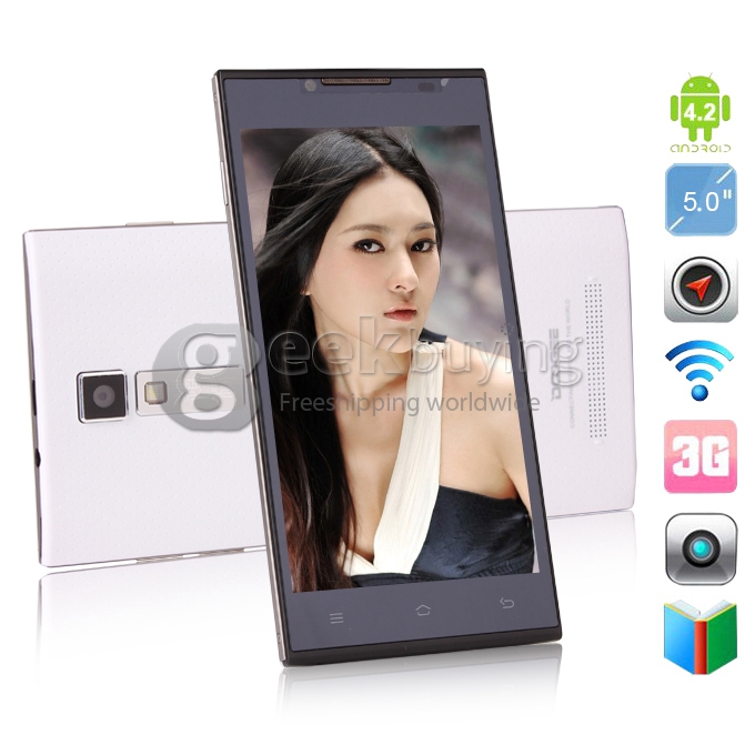 [HK Stock]DOOGEE DG2014 MTK6582 Quad Core 1.3GHz 5.0 Inch Android 4.2 OS Smartphone 1GB RAM 8GB ROM 13.0MP 6.3mm Ultrathin 3G/GPS White