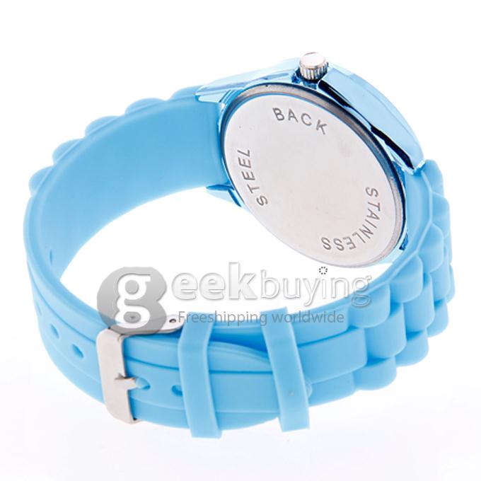 WOMAGE 9665 Fashionable Quartz Wrist Watch with Silicone Watchband - Light Blue