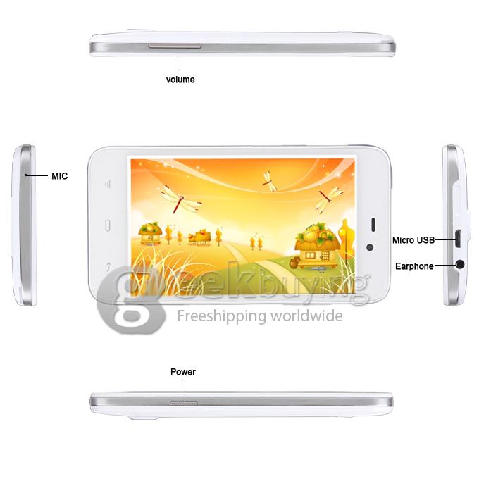 C1000 4.3Inch MTK6572w Dual Core Smartphone Multi-touch Capacitive Screen 512MB+4GB 2.0MP Android 4.2 OS 3G/GPS 
