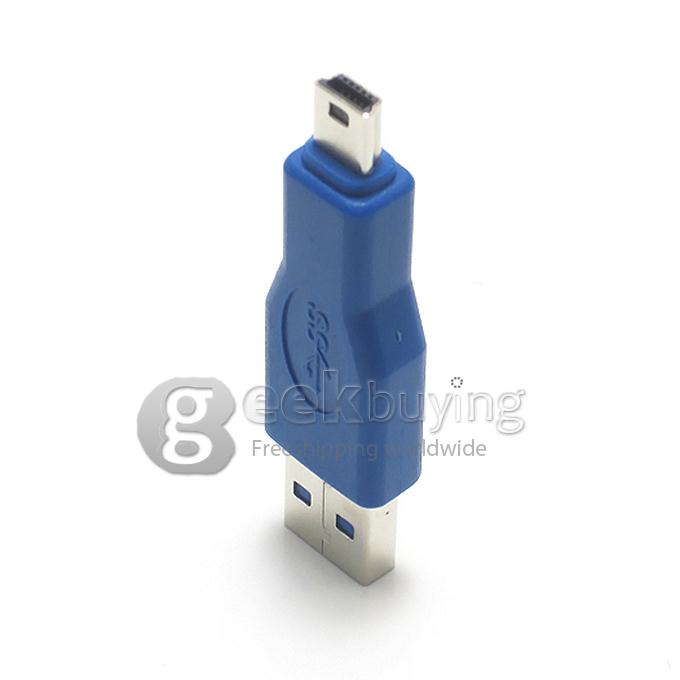 USB 3.0 Mini B Male to A Male Adapter -Blue