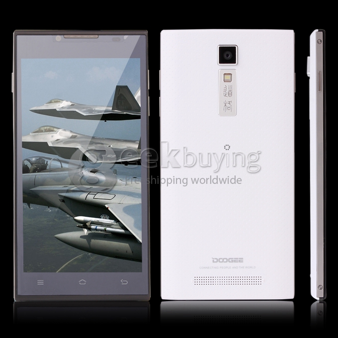 [HK Stock]DOOGEE DG2014 MTK6582 Quad Core 1.3GHz 5.0 Inch Android 4.2 OS Smartphone 1GB RAM 8GB ROM 13.0MP 6.3mm Ultrathin 3G/GPS White