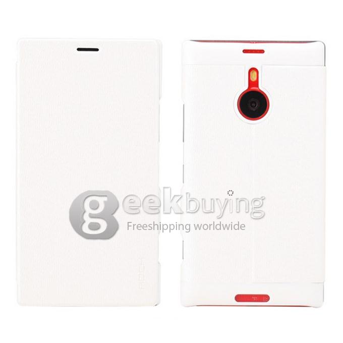 Genuine Rock Protective Leather Cover Case for Nokia Lumia 1520 - White