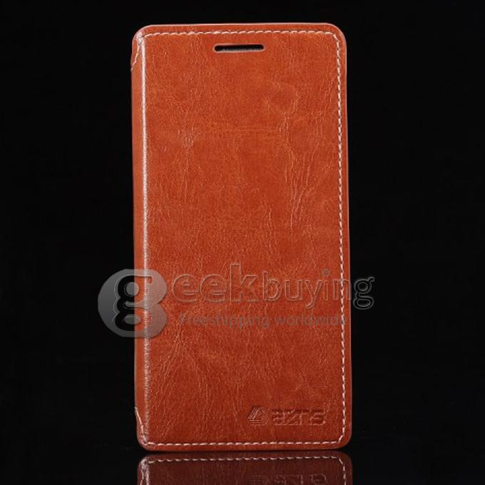 High Quality Flip Wallet Leather Case Cover for Huawei Ascend P6 - Brown